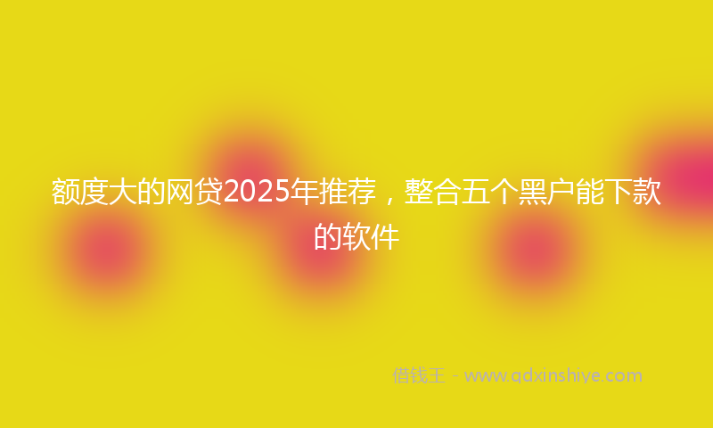 额度大的网贷2025年推荐，整合五个黑户能下款的软件