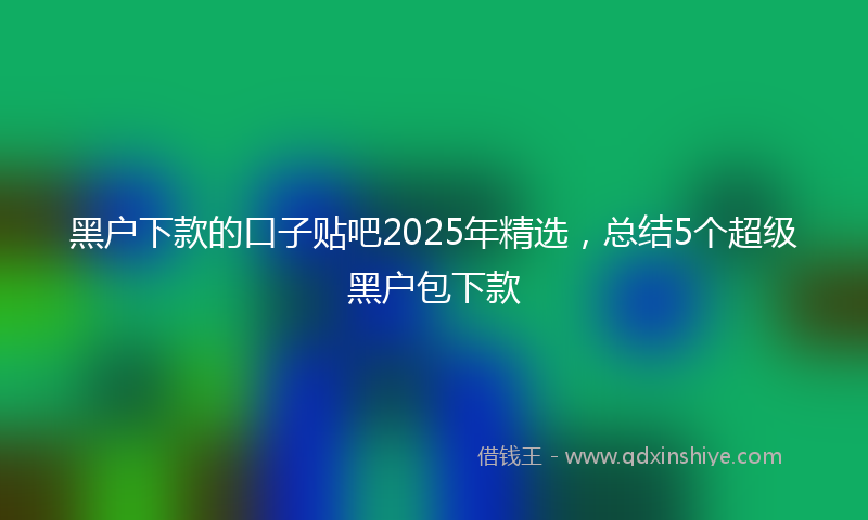 黑户下款的口子贴吧2025年精选，总结5个超级黑户包下款