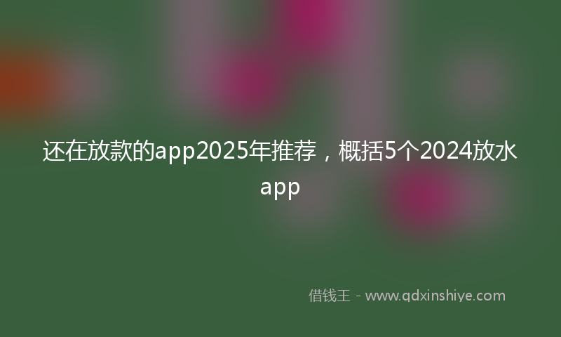 还在放款的app2025年推荐，概括5个2024放水app