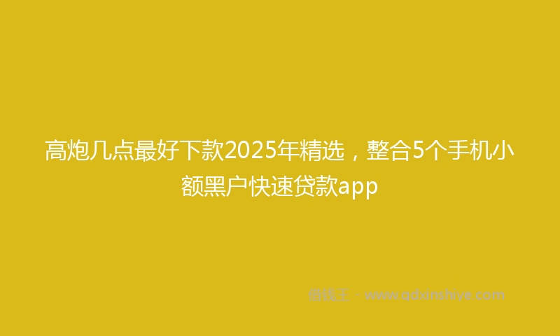 高炮几点最好下款2025年精选，整合5个手机小额黑户快速贷款app