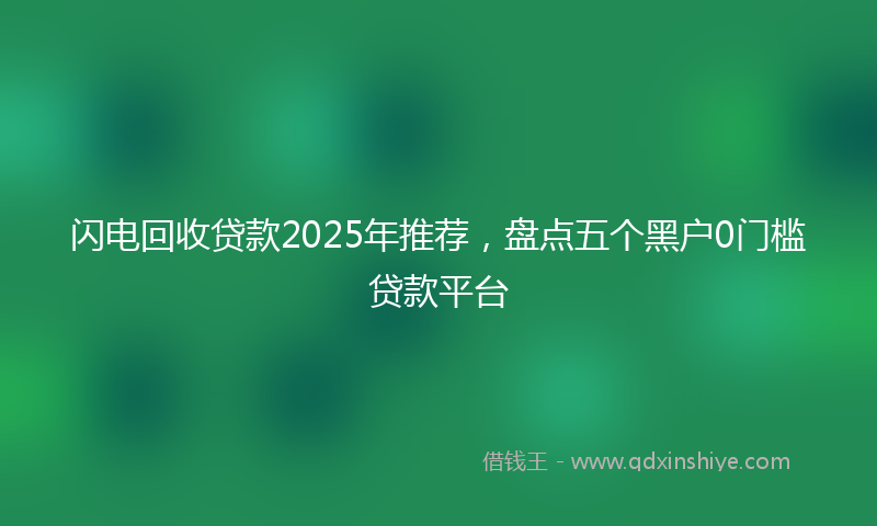 闪电回收贷款2025年推荐，盘点五个黑户0门槛贷款平台