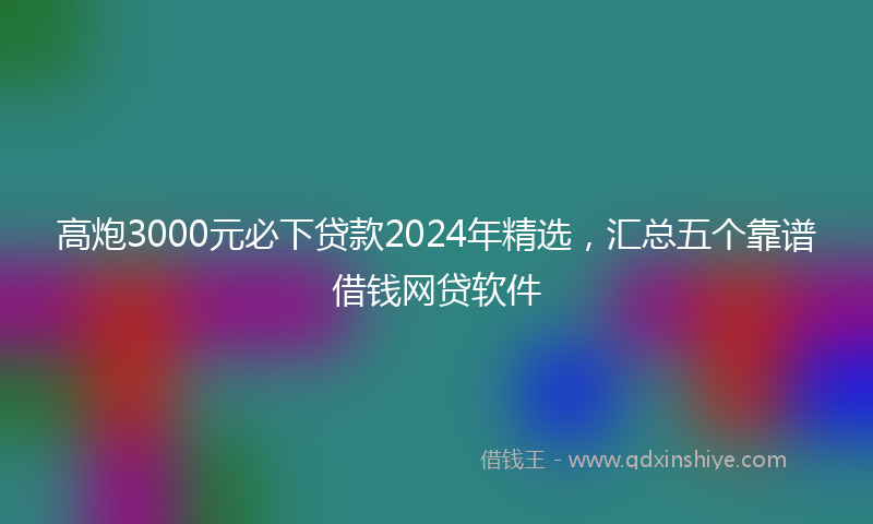 高炮3000元必下贷款2024年精选，汇总五个靠谱借钱网贷软件