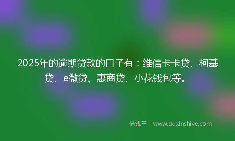2025年的逾期贷款的口子有：维信卡卡贷、柯基贷、e微贷、惠商贷、小花钱包等。