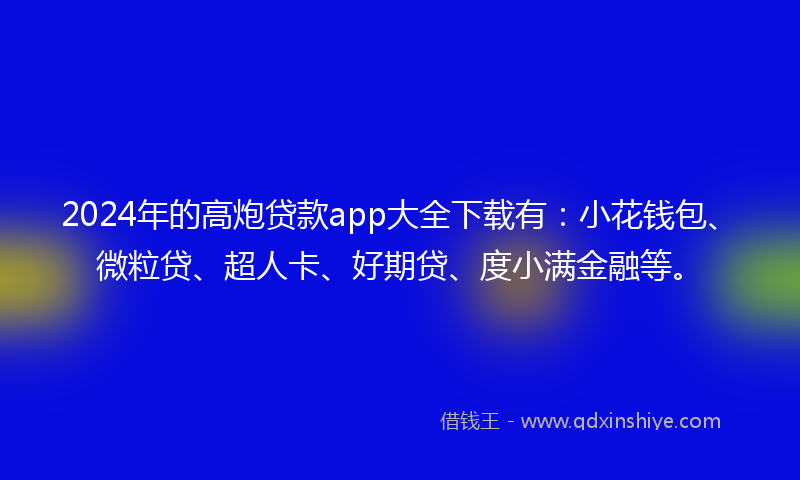 2024年的高炮贷款app大全下载有：小花钱包、微粒贷、超人卡、好期贷、度小满金融等。