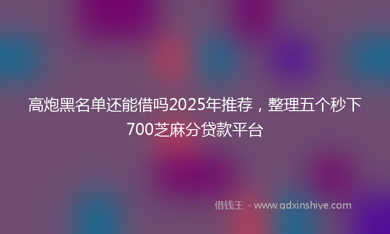 高炮黑名单还能借吗2025年推荐，整理五个秒下700芝麻分贷款平台