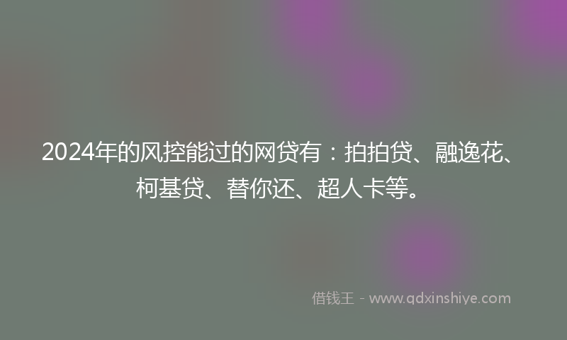 2024年的风控能过的网贷有：拍拍贷、融逸花、柯基贷、替你还、超人卡等。