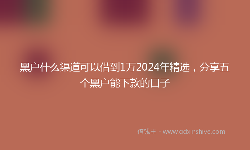 黑户什么渠道可以借到1万2024年精选，分享五个黑户能下款的口子