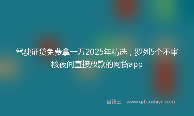 驾驶证贷免费拿一万2025年精选，罗列5个不审核夜间直接放款的网贷app