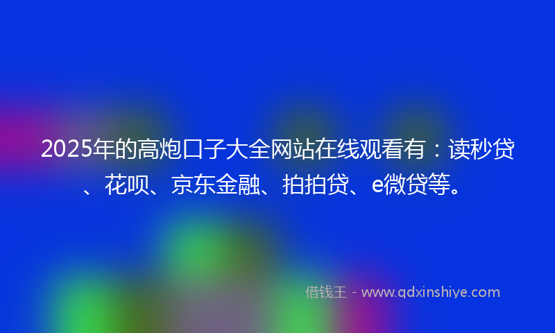 2025年的高炮口子大全网站在线观看有：读秒贷、花呗、京东金融、拍拍贷、e微贷等。