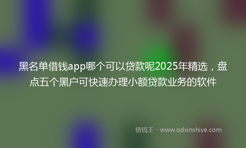 黑名单借钱app哪个可以贷款呢2025年精选，盘点五个黑户可快速办理小额贷款业务的软件
