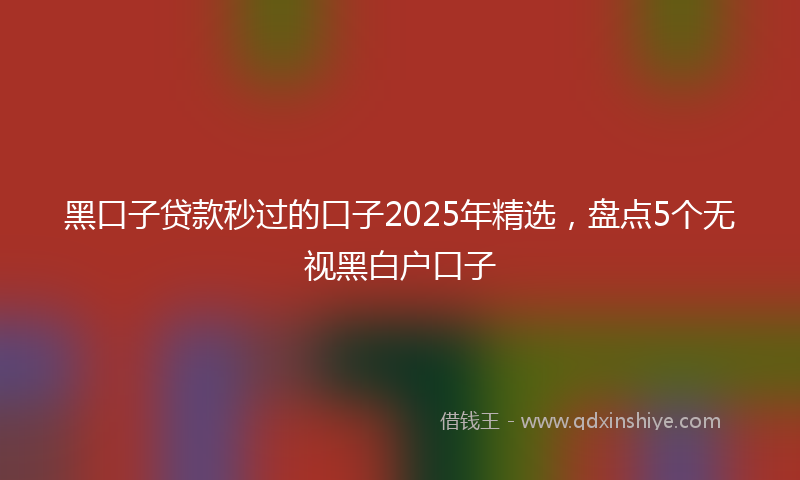 黑口子贷款秒过的口子2025年精选，盘点5个无视黑白户口子
