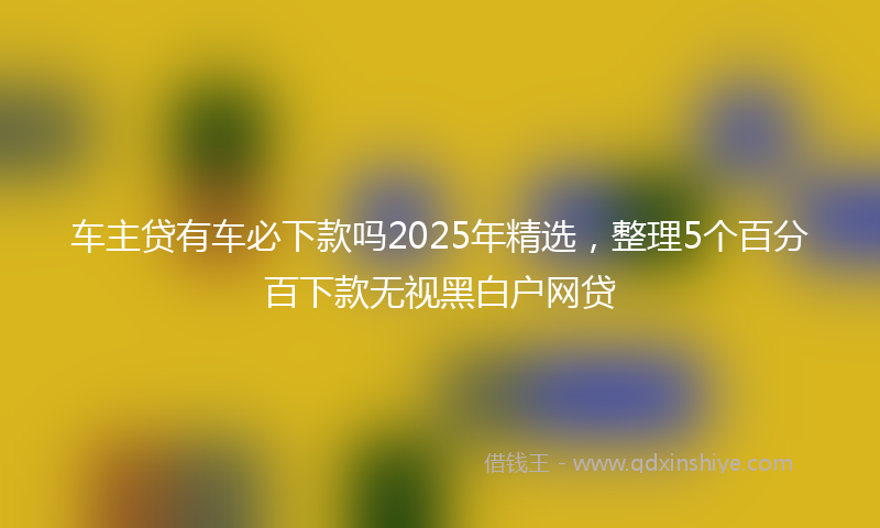 车主贷有车必下款吗2025年精选，整理5个百分百下款无视黑白户网贷