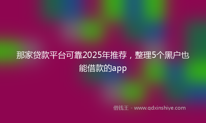那家贷款平台可靠2025年推荐，整理5个黑户也能借款的app