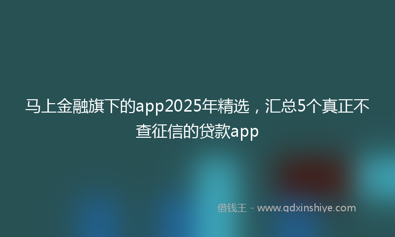 马上金融旗下的app2025年精选，汇总5个真正不查征信的贷款app