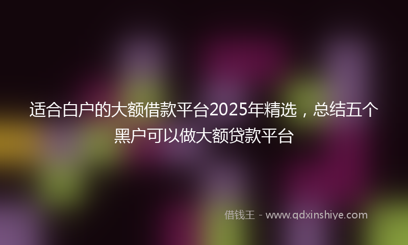 适合白户的大额借款平台2025年精选，总结五个黑户可以做大额贷款平台