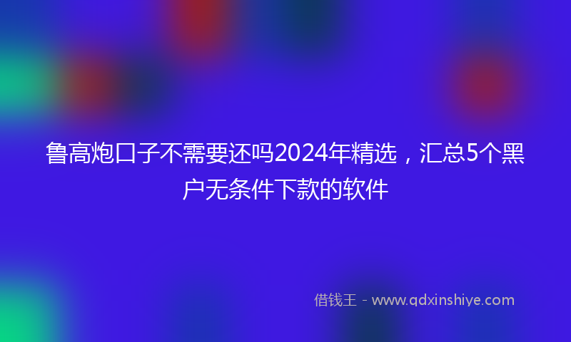 鲁高炮口子不需要还吗2024年精选，汇总5个黑户无条件下款的软件