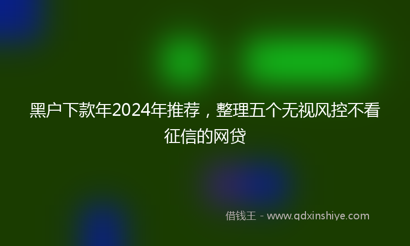 黑户下款年2024年推荐，整理五个无视风控不看征信的网贷