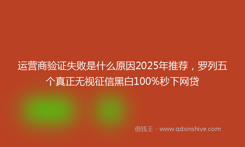 运营商验证失败是什么原因2025年推荐，罗列五个真正无视征信黑白100%秒下网贷