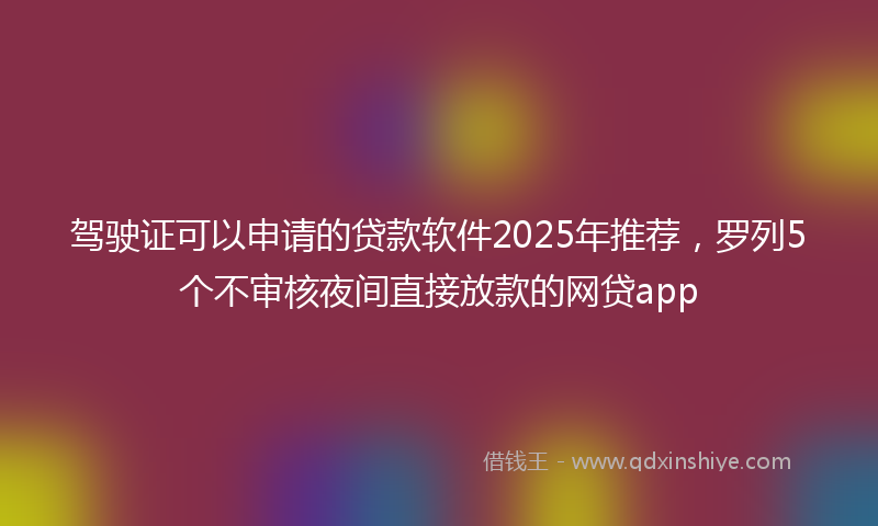 驾驶证可以申请的贷款软件2025年推荐，罗列5个不审核夜间直接放款的网贷app