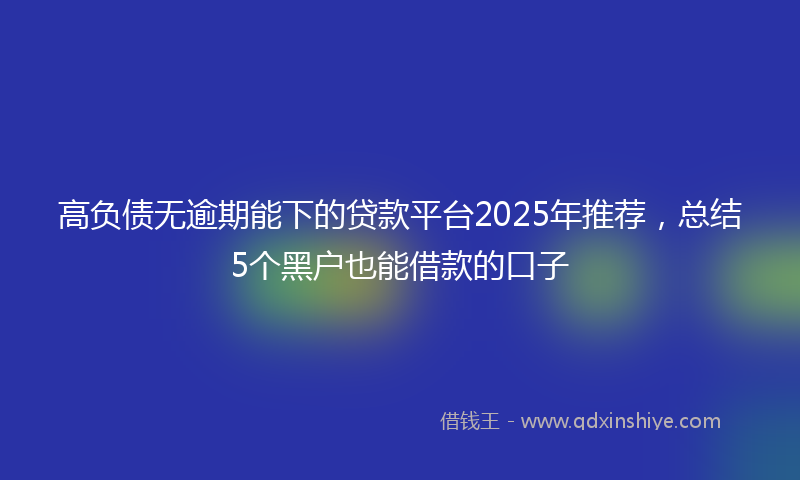 高负债无逾期能下的贷款平台2025年推荐，总结5个黑户也能借款的口子