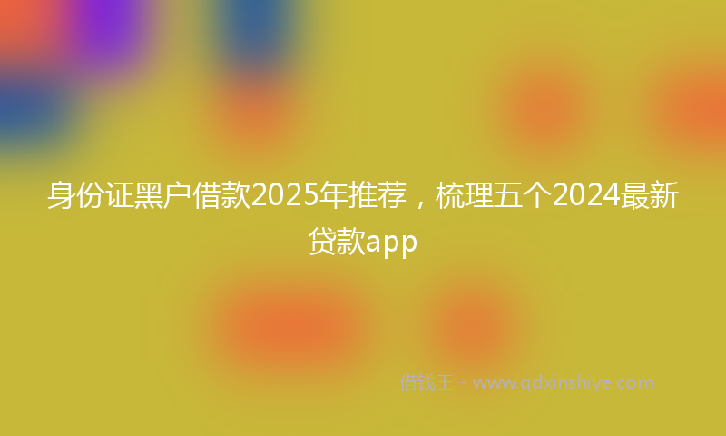 身份证黑户借款2025年推荐，梳理五个2024最新贷款app