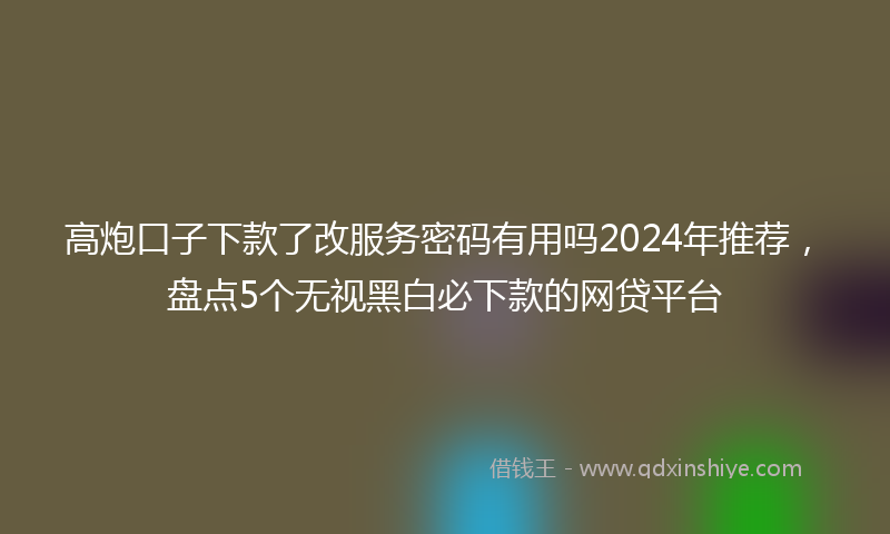 高炮口子下款了改服务密码有用吗2024年推荐，盘点5个无视黑白必下款的网贷平台