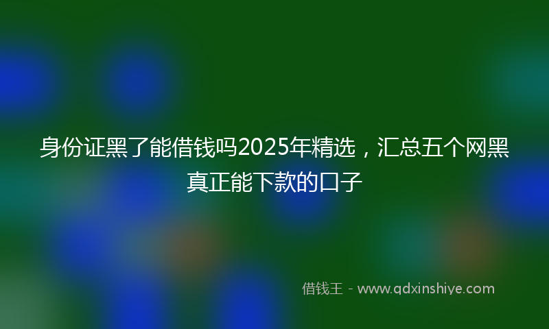 身份证黑了能借钱吗2025年精选，汇总五个网黑真正能下款的口子