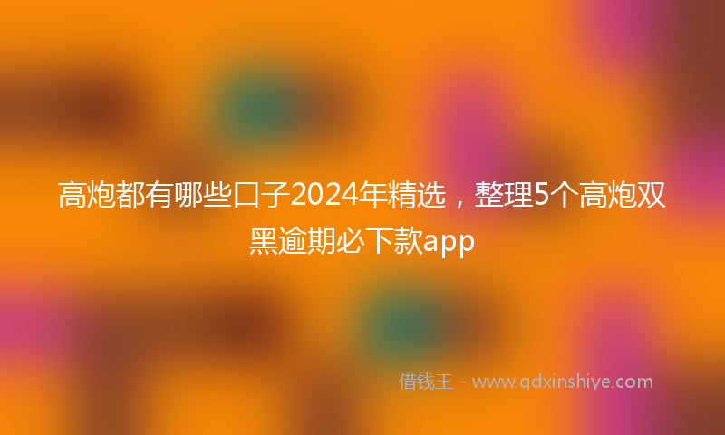高炮都有哪些口子2024年精选，整理5个高炮双黑逾期必下款app