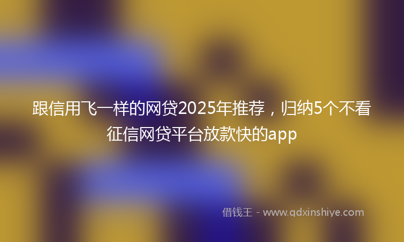 跟信用飞一样的网贷2025年推荐，归纳5个不看征信网贷平台放款快的app