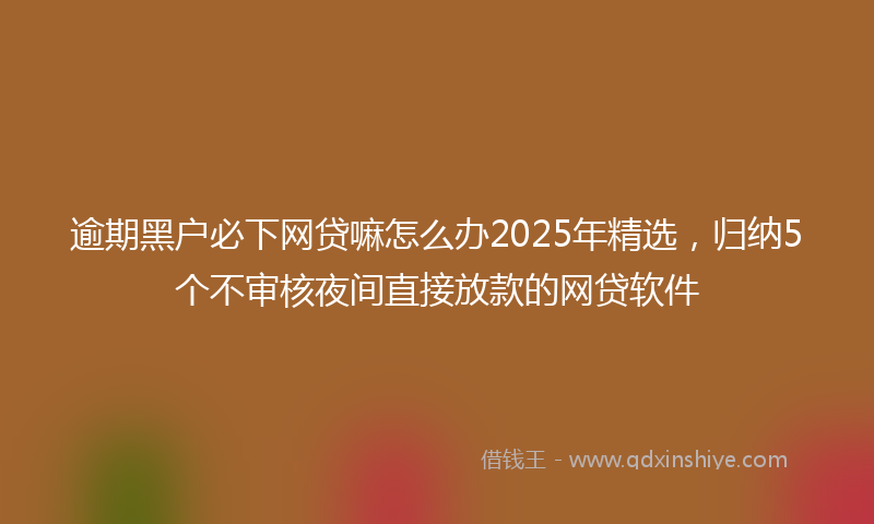 逾期黑户必下网贷嘛怎么办2025年精选，归纳5个不审核夜间直接放款的网贷软件
