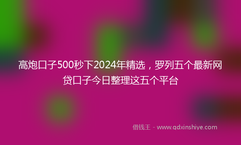 高炮口子500秒下2024年精选，罗列五个最新网贷口子今日整理这五个平台