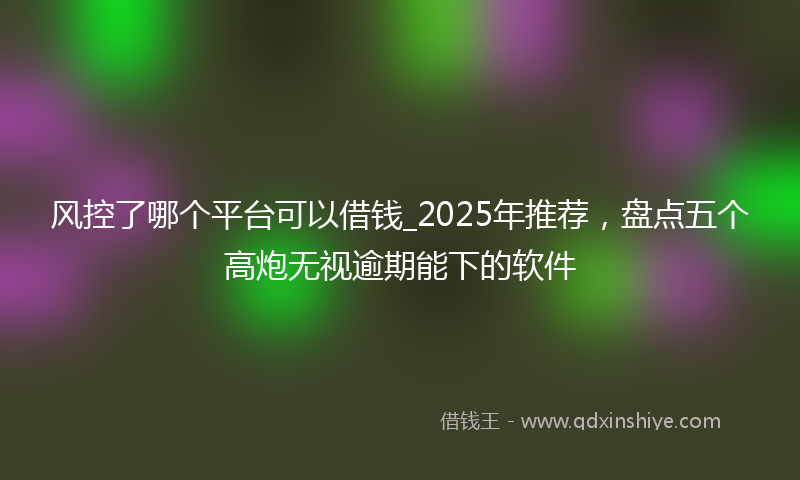 风控了哪个平台可以借钱_2025年推荐，盘点五个高炮无视逾期能下的软件