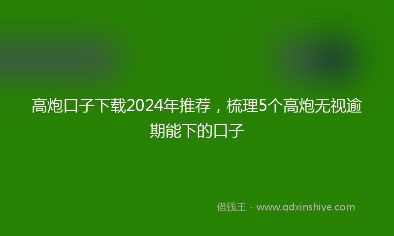 高炮口子下载2024年推荐，梳理5个高炮无视逾期能下的口子