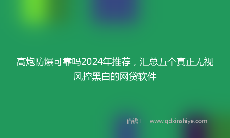 高炮防爆可靠吗2024年推荐，汇总五个真正无视风控黑白的网贷软件