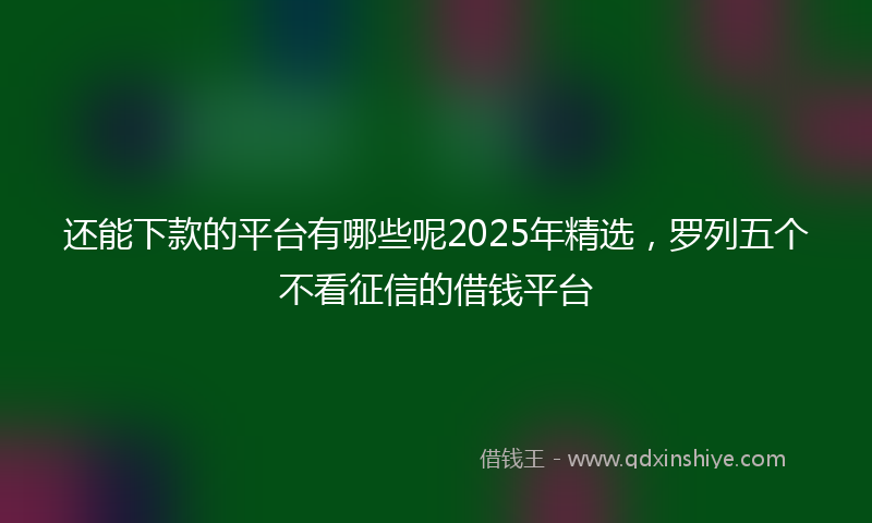 还能下款的平台有哪些呢2025年精选，罗列五个不看征信的借钱平台