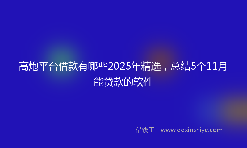 高炮平台借款有哪些2025年精选，总结5个11月能贷款的软件