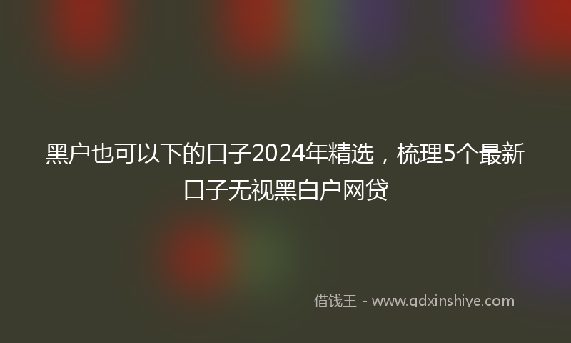 黑户也可以下的口子2024年精选，梳理5个最新口子无视黑白户网贷