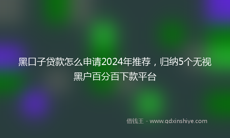 黑口子贷款怎么申请2024年推荐，归纳5个无视黑户百分百下款平台