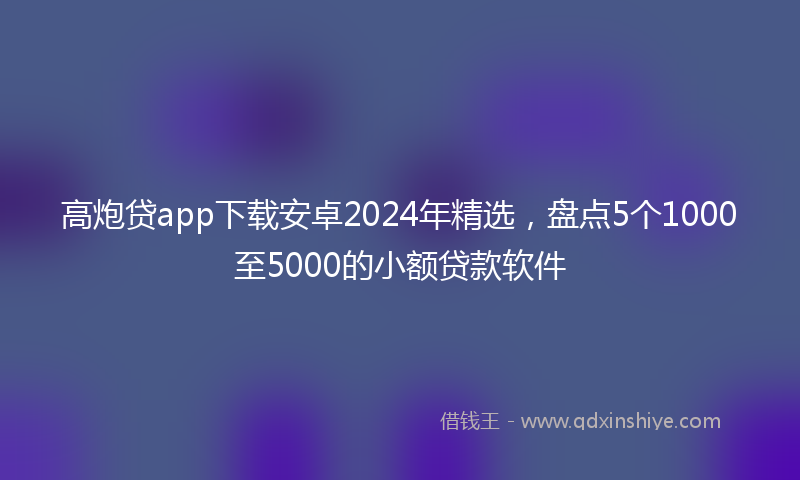 高炮贷app下载安卓2024年精选，盘点5个1000至5000的小额贷款软件