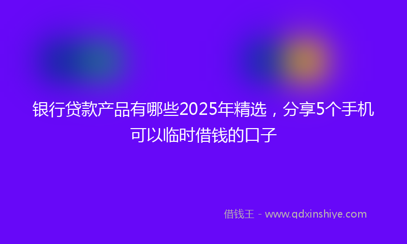 银行贷款产品有哪些2025年精选，分享5个手机可以临时借钱的口子