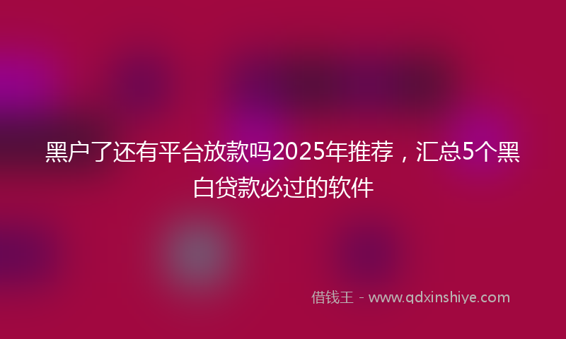黑户了还有平台放款吗2025年推荐，汇总5个黑白贷款必过的软件