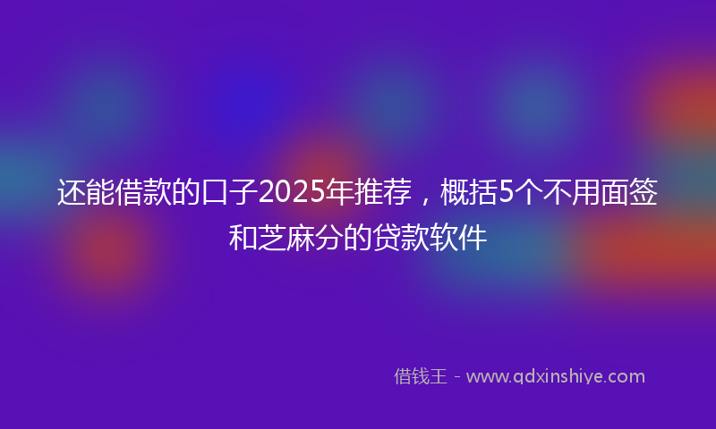 还能借款的口子2025年推荐，概括5个不用面签和芝麻分的贷款软件