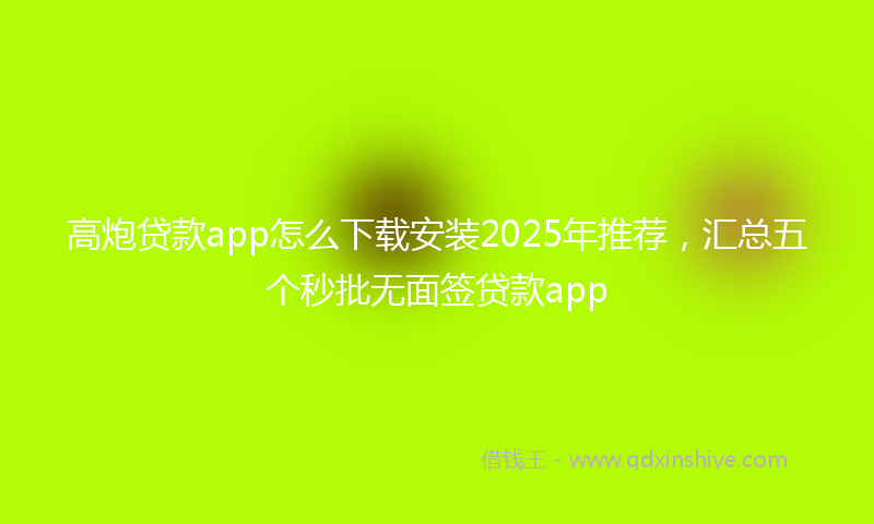 高炮贷款app怎么下载安装2025年推荐，汇总五个秒批无面签贷款app