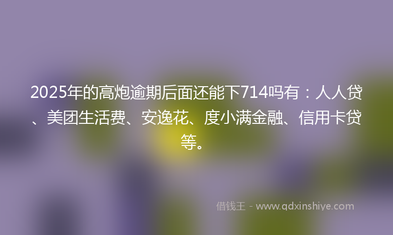 2025年的高炮逾期后面还能下714吗有：人人贷、美团生活费、安逸花、度小满金融、信用卡贷等。