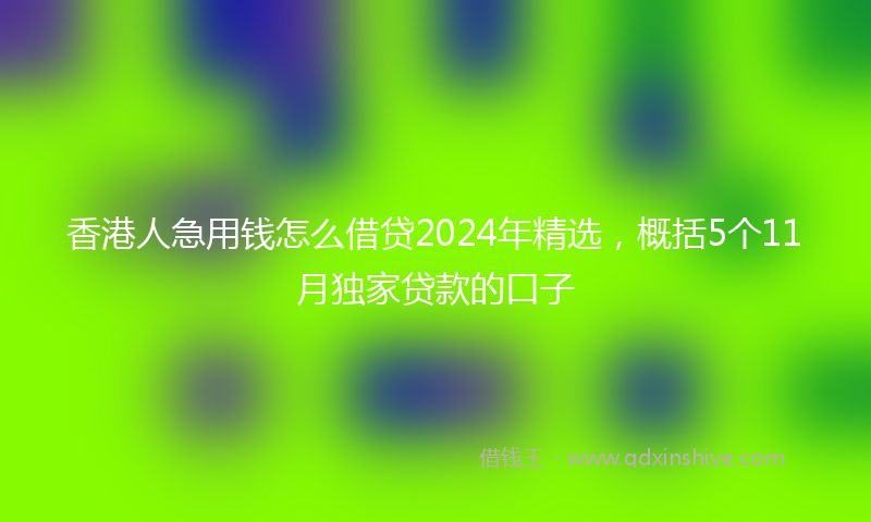 香港人急用钱怎么借贷2024年精选，概括5个11月独家贷款的口子
