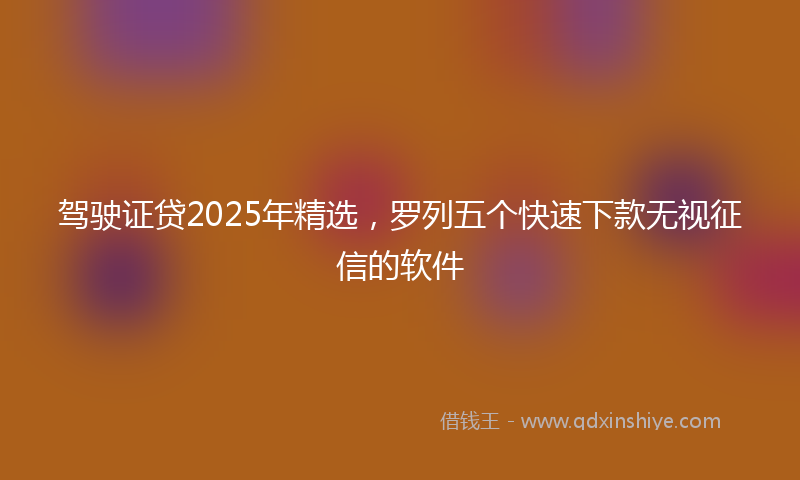 驾驶证贷2025年精选，罗列五个快速下款无视征信的软件