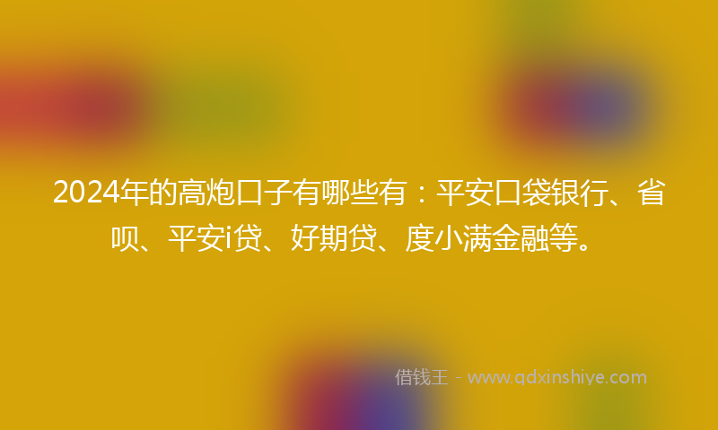 2024年的高炮口子有哪些有：平安口袋银行、省呗、平安i贷、好期贷、度小满金融等。