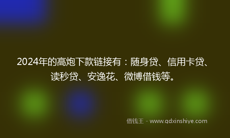 2024年的高炮下款链接有：随身贷、信用卡贷、读秒贷、安逸花、微博借钱等。