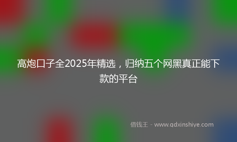 高炮口子全2025年精选，归纳五个网黑真正能下款的平台