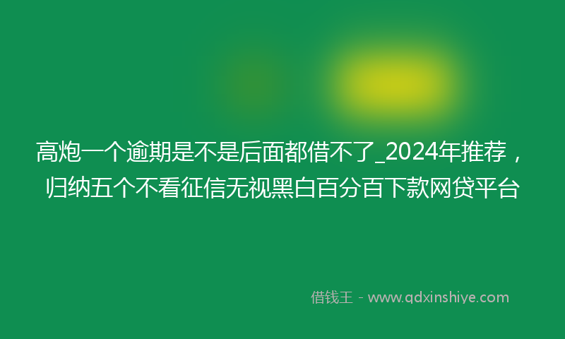 高炮一个逾期是不是后面都借不了_2024年推荐，归纳五个不看征信无视黑白百分百下款网贷平台